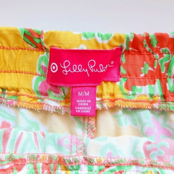 Lilly Pulitzer for Target Happy Place Yellow Orange Challis Pompom Shorts Size M - Picture 7 of 11